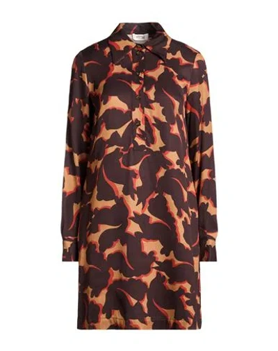 Ottod'ame Woman Mini Dress Brown Size 8 Viscose