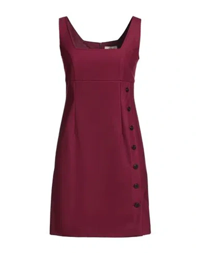 Ottod'ame Woman Mini Dress Burgundy Size 2 Polyester, Virgin Wool, Elastane In Red