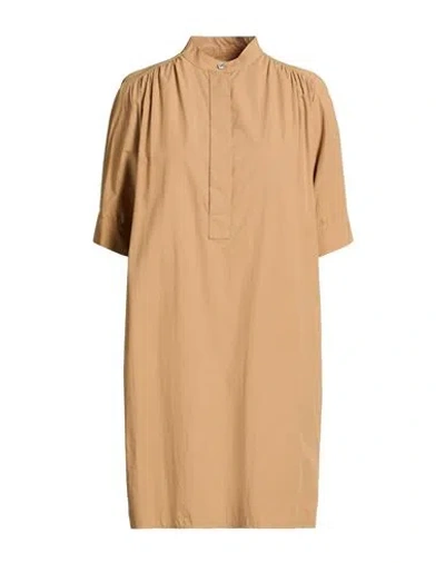 Ottod'ame Woman Mini Dress Camel Size 4 Cotton In Brown