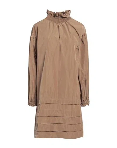 Ottod'ame Woman Mini Dress Camel Size 8 Polyester In Beige