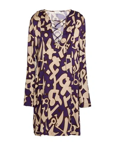 Ottod'ame Woman Mini Dress Dark Purple Size 10 Viscose