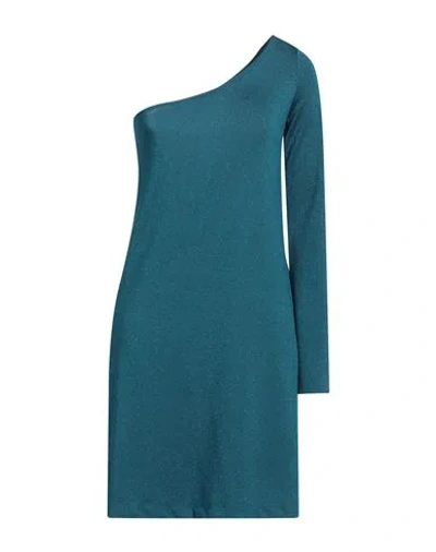 Ottod'ame Woman Mini Dress Deep Teal Size 8 Viscose, Polyamide, Metallic Fiber, Elastane In Green