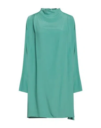 Ottod'ame Woman Mini Dress Emerald Green Size 6 Acetate, Silk