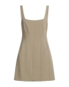 Ottod'ame Woman Mini Dress Khaki Size 6 Polyester, Viscose, Elastane In Brown