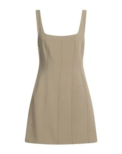 Ottod'ame Woman Mini Dress Khaki Size 6 Polyester, Viscose, Elastane In Brown