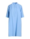 Ottod'ame Woman Mini Dress Light Blue Size 8 Cotton