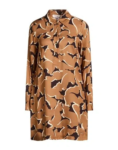 Ottod'ame Woman Mini Dress Light Brown Size 12 Viscose In Multi