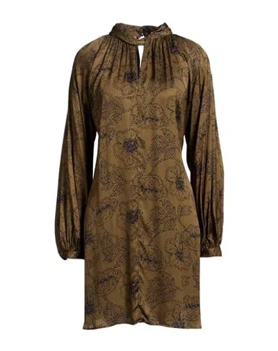 Ottod'ame Woman Mini Dress Military Green Size 6 Viscose In Brown