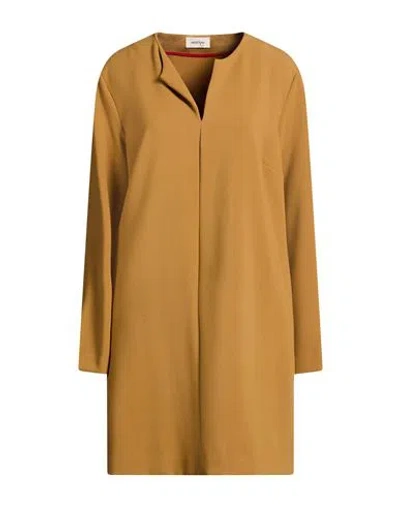 Ottod'ame Woman Mini Dress Mustard Size 10 Polyester, Viscose, Elastane In Brown