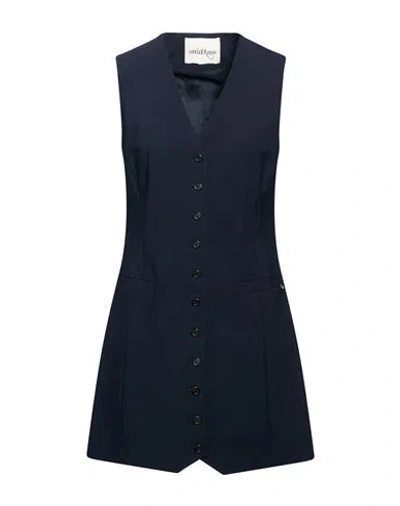 Ottod'ame Woman Mini Dress Navy Size 6 Polyester, Virgin Wool, Elastane In Blue