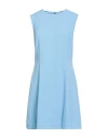 Ottod'ame Woman Mini Dress Sky Blue Size 10 Polyester, Viscose, Elastane In Blue