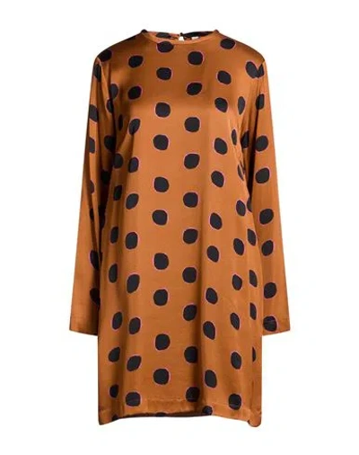 Ottod'ame Woman Mini Dress Tan Size 10 Viscose In Multi