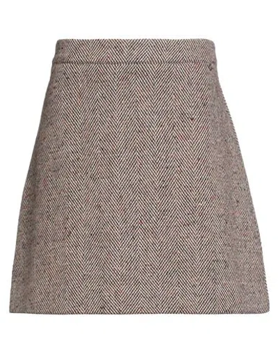 Ottod'ame Woman Mini Skirt Brown Size 8 Synthetic Fibers, Wool, Polyester, Cotton, Silk