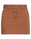Ottod'ame Woman Mini Skirt Camel Size 4 Linen, Cotton In Beige