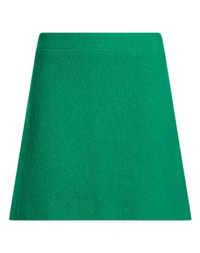 Ottod'ame Woman Mini Skirt Green Size 6 Virgin Wool