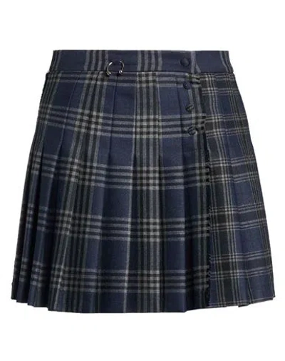 Ottod'ame Woman Mini Skirt Navy Size 4 Wool, Polyester, Viscose, Elastane