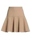 Ottod'ame Woman Mini Skirt Sand Size 6 Polyester, Virgin Wool, Elastane