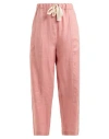 Ottod'ame Woman Pants Antique Rose Size 8 Linen In Pink