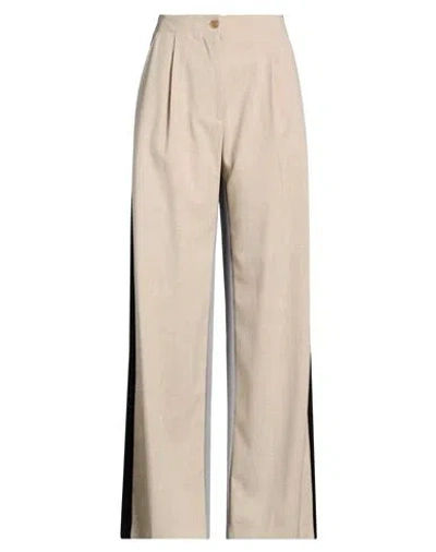 Ottod'ame Woman Pants Beige Size 10 Polyester, Viscose, Elastane In Brown