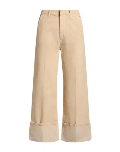 Ottod'ame Woman Pants Beige Size 12 Cotton, Elastane In Sand