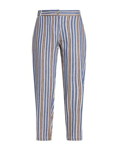 Ottod'ame Woman Pants Blue Size 6 Linen, Cotton, Polyester In Multi