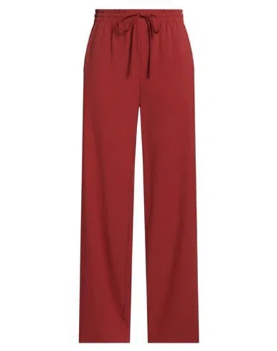 Ottod'ame Woman Pants Brick Size 8 Polyester, Viscose, Elastane In Red