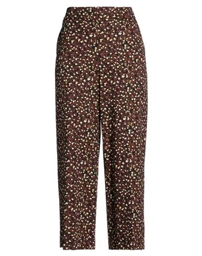Ottod'ame Woman Pants Brown Size 10 Polyester, Polyamide, Viscose, Elastane In Multi