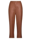 Ottod'ame Woman Pants Brown Size 10 Polyurethane, Polyester