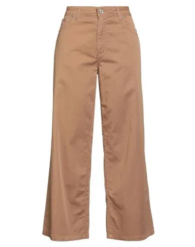 Ottod'ame Woman Pants Brown Size 32 Cotton, Elastane