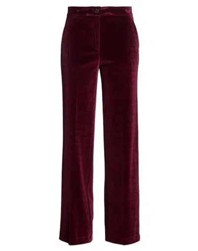 Ottod'ame Woman Pants Burgundy Size 2 Cotton, Polyester In Red