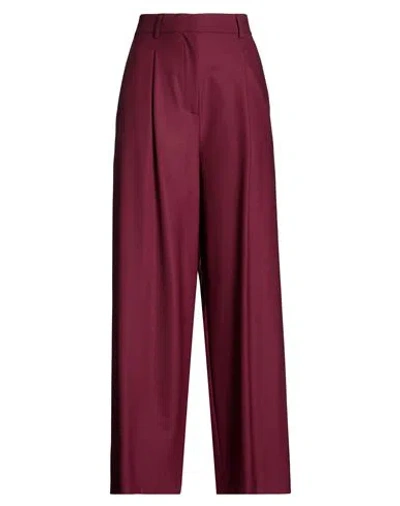 Ottod'ame Woman Pants Burgundy Size 8 Polyester, Virgin Wool, Elastane In Red