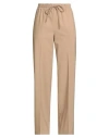 Ottod'ame Woman Pants Camel Size 10 Polyester, Virgin Wool, Elastane In Brown