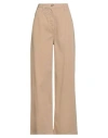 Ottod'ame Woman Pants Camel Size 8 Cotton, Elastane In Neutral