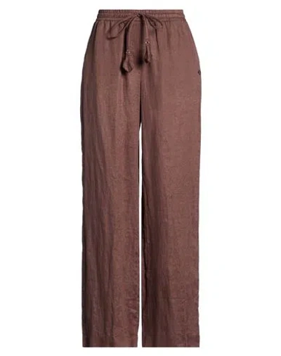Ottod'ame Woman Pants Chocolate Brown Size 12 Linen