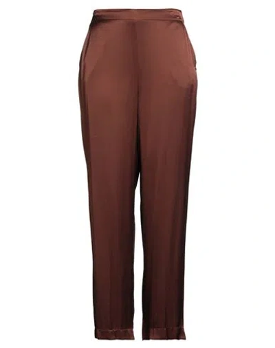 Ottod'ame Woman Pants Chocolate Brown Size 12 Viscose