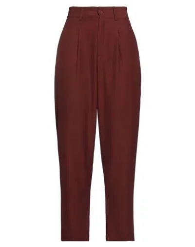 Ottod'ame Woman Pants Chocolate Brown Size 8 Polyester, Elastane