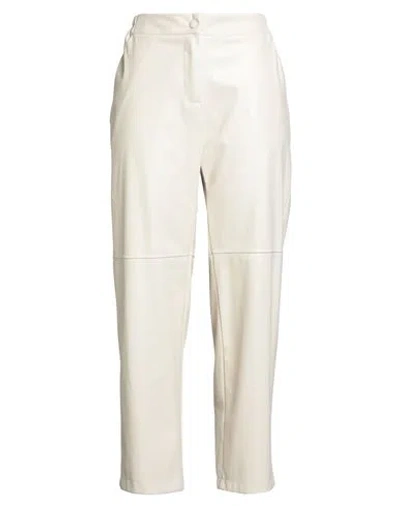 Ottod'ame Woman Pants Cream Size 8 Polyurethane, Polyester