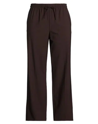 Ottod'ame Woman Pants Dark Brown Size 12 Polyester, Virgin Wool, Elastane
