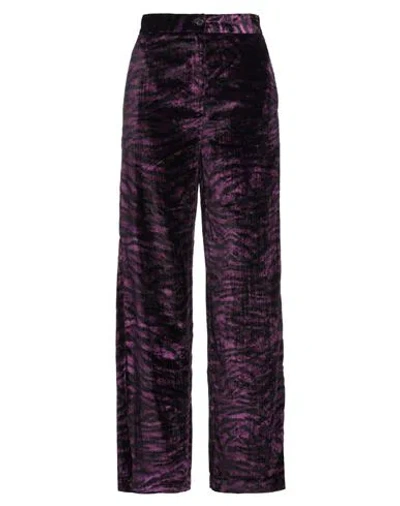 Ottod'ame Woman Pants Dark Purple Size 4 Viscose, Polyamide