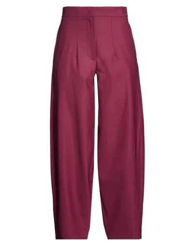 Ottod'ame Woman Pants Garnet Size 12 Polyester, Virgin Wool, Elastane In Red