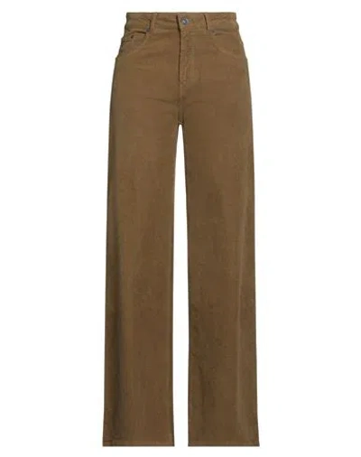 Ottod'ame Woman Pants Khaki Size 31 Organic Cotton, Elastane In Brown