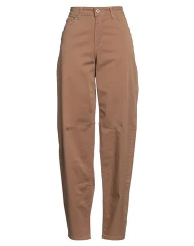 Ottod'ame Woman Pants Khaki Size 32 Cotton, Elastane In Beige