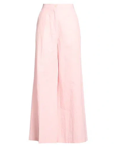 Ottod'ame Woman Pants Light Pink Size 6 Polyester, Cotton, Linen