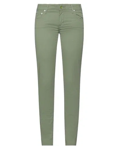 Ottod'ame Woman Pants Military Green Size 30 Cotton, Elastane
