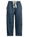 Ottod'ame Woman Pants Navy Size 10 Linen In Blue