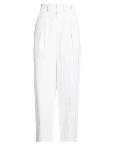 Ottod'ame Woman Pants Off White Size 10 Polyester, Cotton, Linen