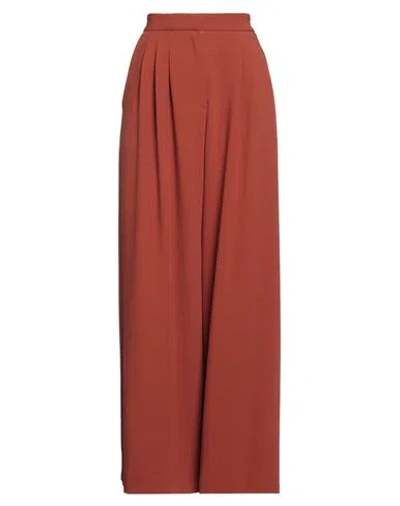 Ottod'ame Woman Pants Rust Size 10 Polyester, Rayon, Elastane In Red