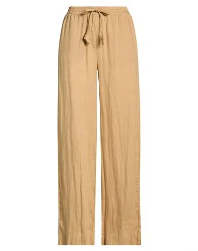 Ottod'ame Woman Pants Sand Size 12 Linen In Yellow