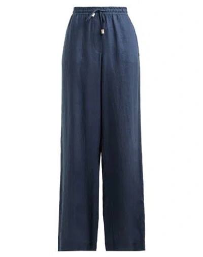 Ottod'ame Woman Pants Slate Blue Size 8 Linen