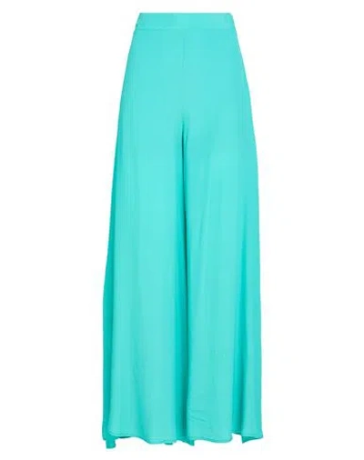 Ottod'ame Woman Pants Turquoise Size 10 Acetate, Silk In Blue